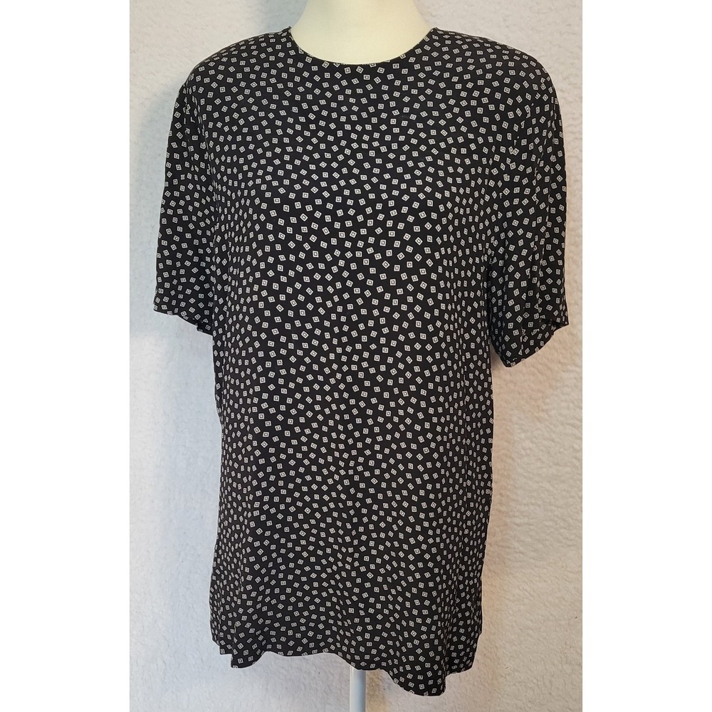 Talbots‎ 100% Rayon Shirt Dress Short Sleeve Women's Size 10 Black 0827